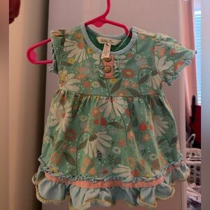 Matilda Jane Floral Kids Shirt - Green and White